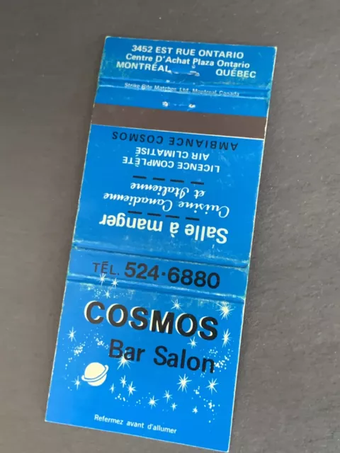 Vintage Canada Matchbook: ”Cosmos Bar Salon” Montreal Quebec
