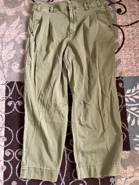 J Crew  Chino Womens Pants green High Waist Wide Leg Size 12