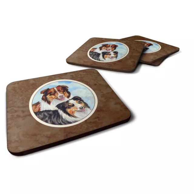 Carolines Treasures 7009Fc Australian Shepherd What A Pair Foam Coaster Set Of 4