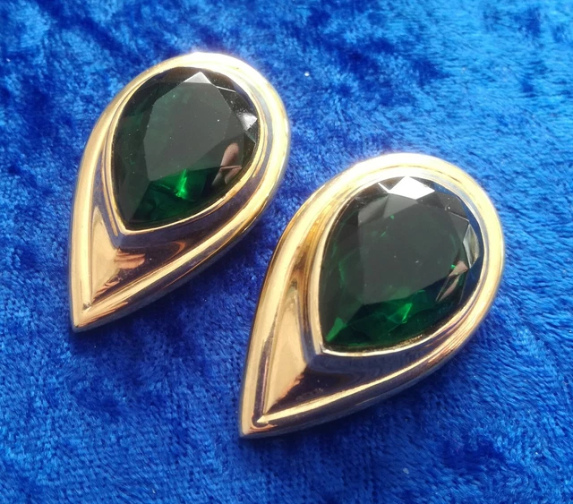 Boucles D'oreilles Pendantes Signées MICRIS - Bijou De Créateur Vintage Français - Occasion En Très Bon état, Laiton Doré