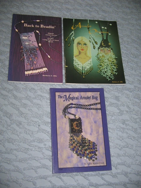 3 Libros de Cuentas Patrones Amuleto Semilla Cuentas Bolso Cartera Joyería Elbe Wynne-Evans SC