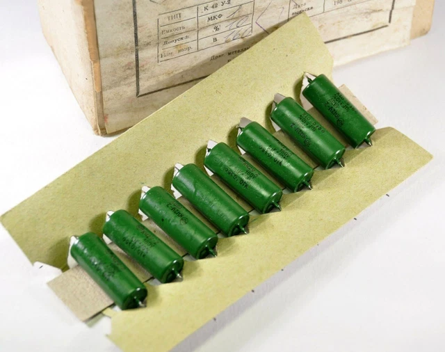 8pcs Soviet K42Y-2 1uF 250V Paper In Oil Capacitors – Vintage Audio Amp Old Stock