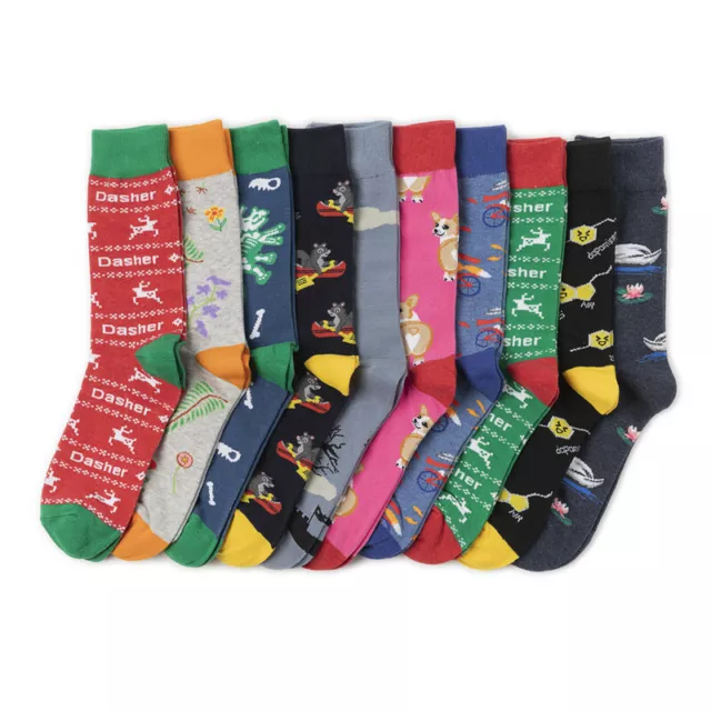 Men's Combed Cotton Socks Funny Animal Fruit Novelty Dress Sock Wedding Gifts