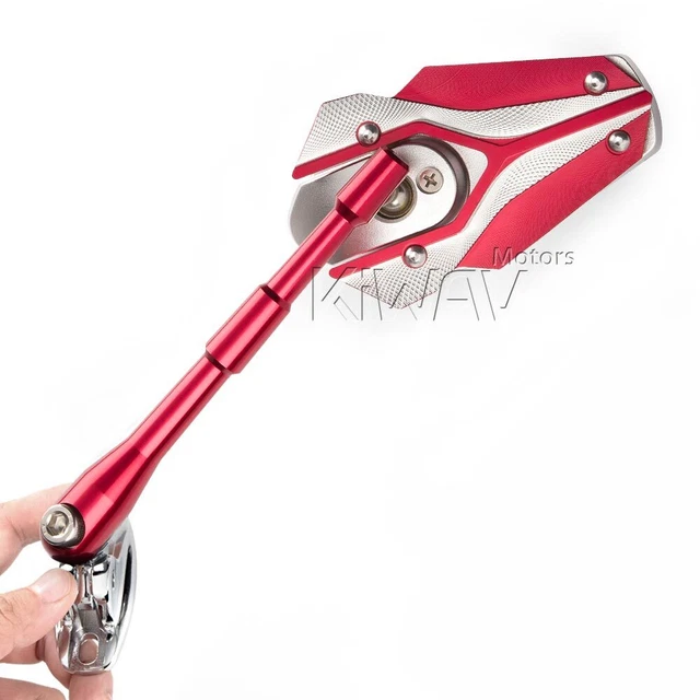 Rétroviseurs VIPER rouge et argent base chromé moto sportbike montage fairing ε