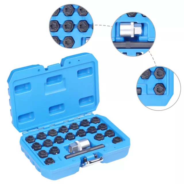 22 Pcs Wheel Lock Lug Nut Removal Key Socket Set Locking Tool For BMW New