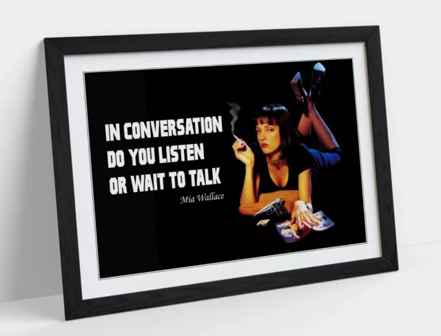 Pulp Fiction Mia Wallace Quote -Framed Street Art Poster Picture Print- Orange