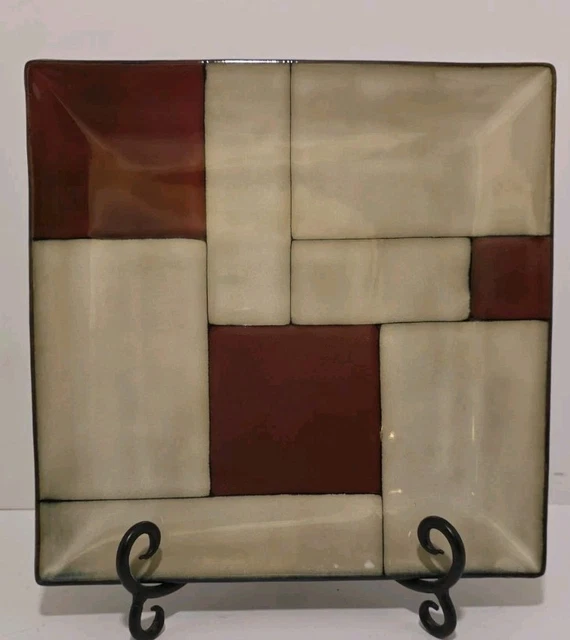 GIBSON ELITE Azeal Dinner Plates Stoneware Red Beige