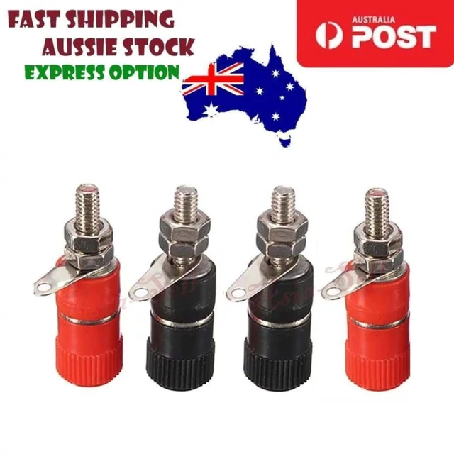 2 Pair Red Black Audio Speaker Screw Banana Gold Socket 4mm 6mm Plugs Connectors