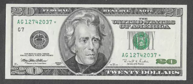 FR 2084-G* UNC STAR Chicago $20 Series of 1996 Green Seal Federal Reserve Note