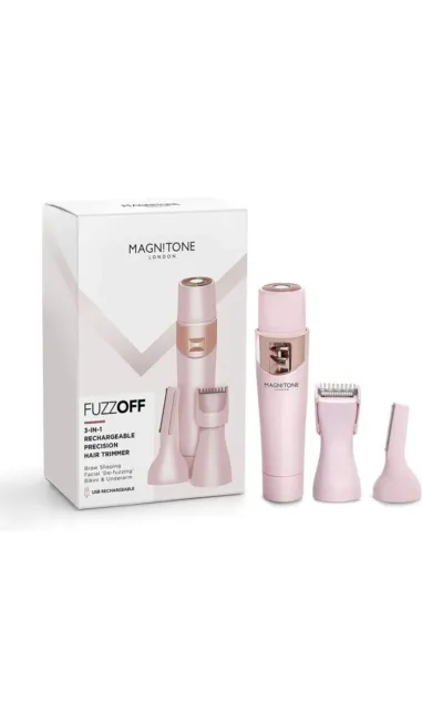 Depiladora recortadora de cabello de precisión Magnitone FuzzOff 3 en 1 recargable para damas -