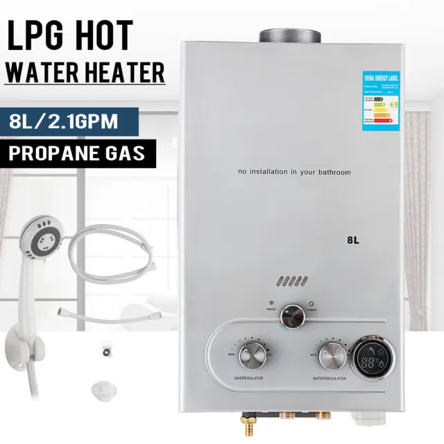 8L/Min 2.1GPM Gas Tankless Instant Hot Water Heater Boiler Shower