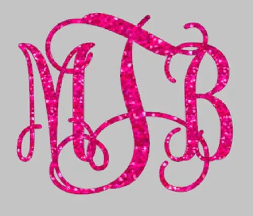 6 in Glitter Iron on Letters,Vine Monogram Iron on, Iron on name, Heat transfer