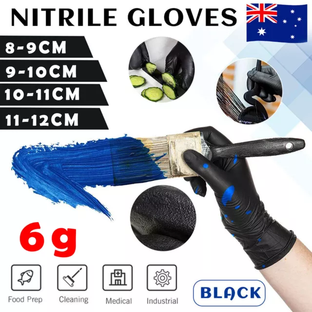 100-1000PCS Black Nitrile Gloves Thick 6g Powder Free Industrial Medical Mechani