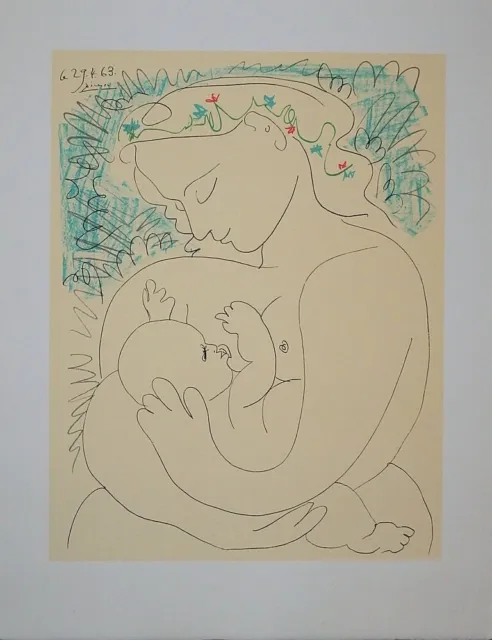 Pablo Picasso: Maternidad, Litografía Firmado