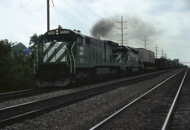 Railroad Slide - Burlington Northern #5506 C30-7 Locomotive 1978 Westmont IL BN