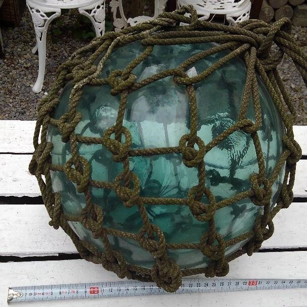 Japanese Glass Fishing Float Net Buoy Glass Ball 30cm Vintage Showa Retro