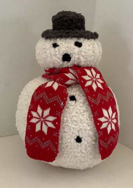 Pottery Barn Cozy Archie Snowman Shaped Pillow Christmas Winter New with Tags