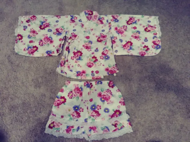 Girls Japanese Kimono Floral Top & Skort/Shorts Set Size 2-3T 100cm  + BONUS