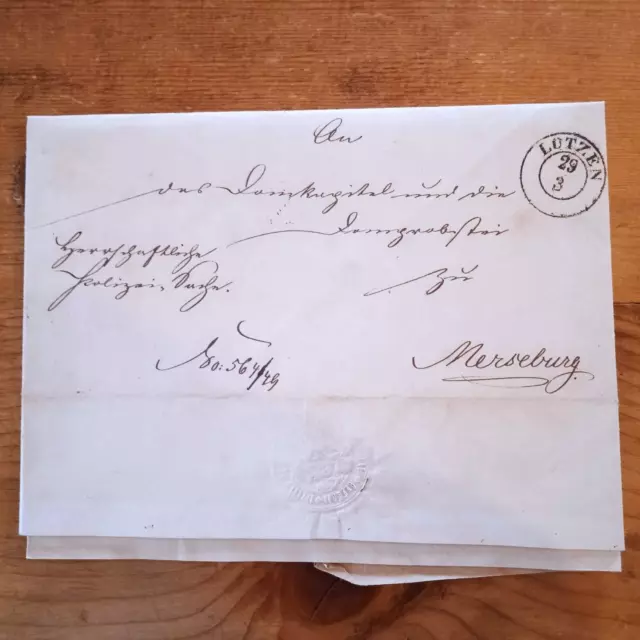 Alt Brief Sachsen A. Lützen nach Merseburg Inhalt 1849 Siegel