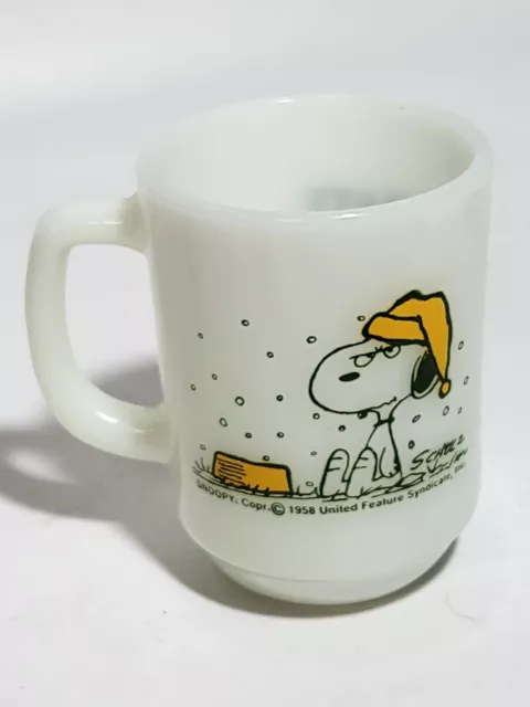 Peanuts Snoopy Fire King Coffee Mug I Hate it When Snows On My French Toast 1958