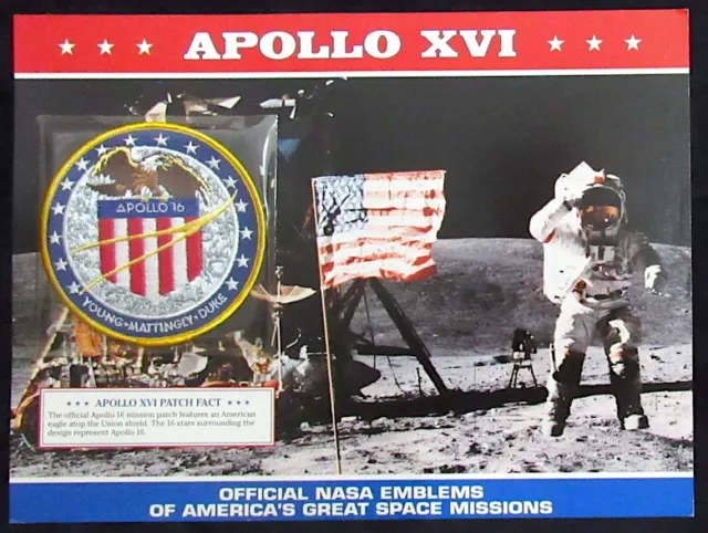 APOLLO 16 / XVI Willabee & Ward NASA SPACE MISSION / CREW PATCH EMBLEM Info Card