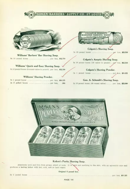 Catalog Page Ad  Koken Barber Supply Barbershop Mole Cure Styptic Pencils 1910