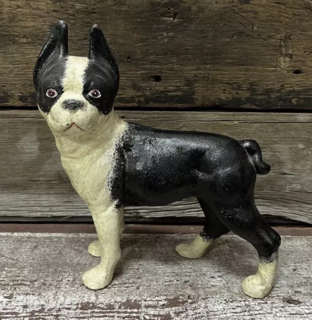 Cast Iron Boston Terrier Dog Left-Facing Heavy Door Stop