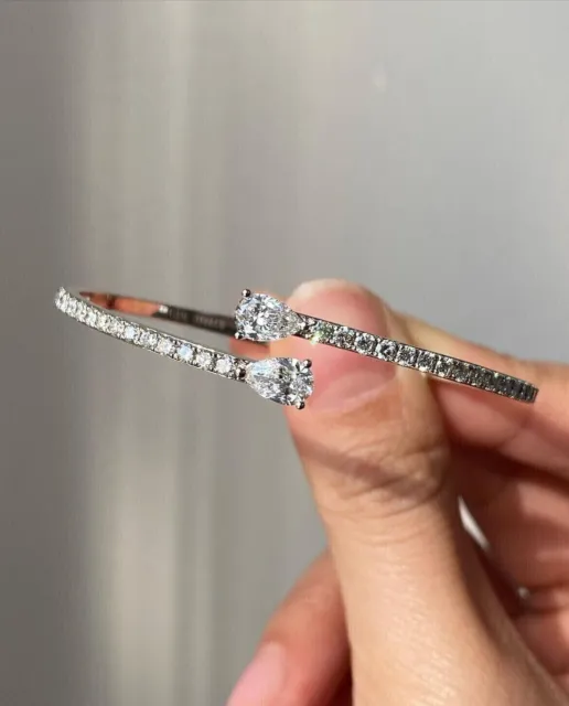 4Ct Round Cut Lab Created Diamond Bangle Bracelet Women's 14K White Gold Plated