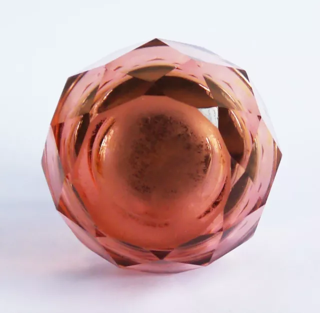 Lovely Stylish Vintage Faceted Pink Glass Crystal Retro Table Lighter 2