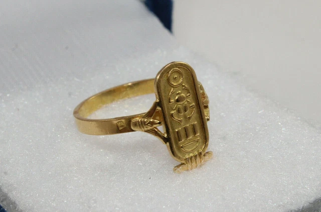 Egyptian King TUT Cartouche Ring Gold 18K Stamped Pharaonic 3 Gr all sizes Egyptian King TUT Cartouche Ring Gold 18K Stamped Pharaonic 3 Gr all sizes