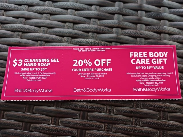 SET 3 Bath&Body Works Coupons ALL EXP October 29, 2023 