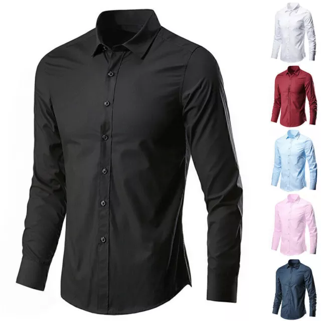 Camicia solida da uomo colletto abbottonato tasca nuovi colori manica lunga abito casual 2