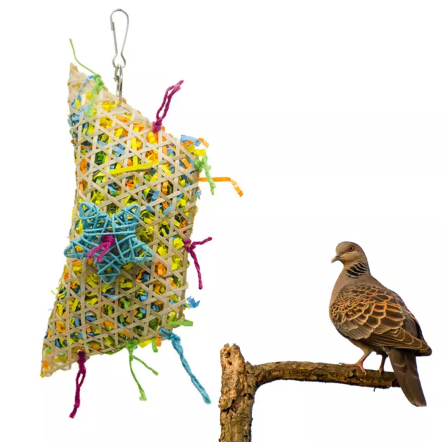 Bunte Bambus Weben Baumwolle Seil Schaukel Papagei Vogel Spielzeug Cockatiel