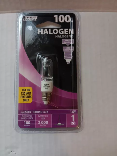Feit Electric Chandelier Bulb, Mini Candelabra Base Halogen Clear 120v Only 100w