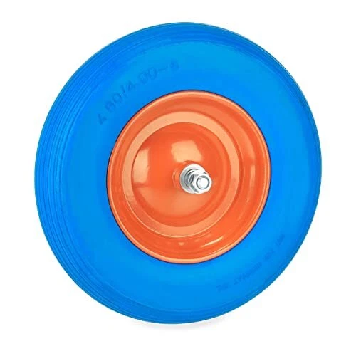 Relaxdays Roue De Brouette Increvable 4.80/4.00-8 - Caoutchouc PU Jante Plastique Rouge/Noir - Charge 100 Kg