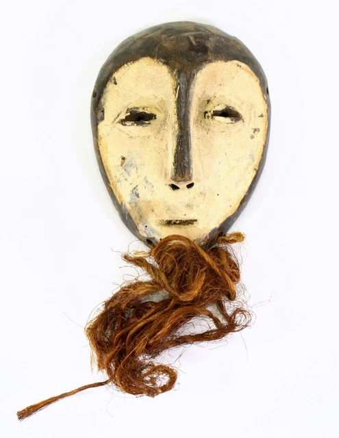 = Antique African LEGA Congo Wood & Kaolin Passport Mask 6" Maskette LUKWAKONGO