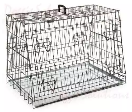 LARGE DOG CRATE 3 Door Car Travel Puppy Cage Pet Carrier Sloping Sides Fold Flat 2