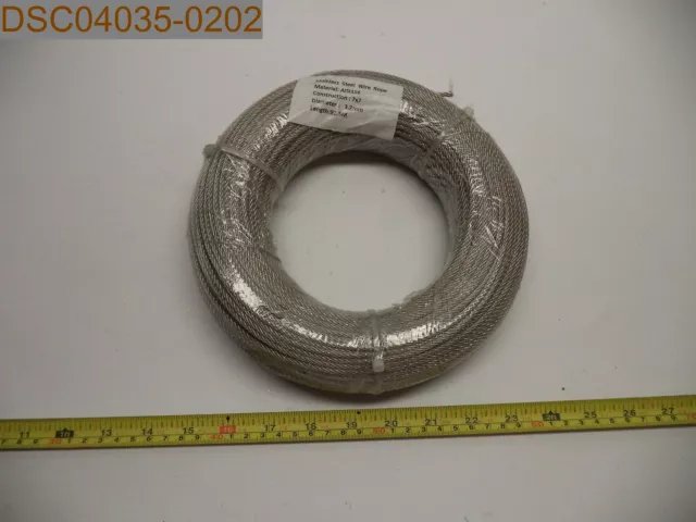 Stainless Steel Wire Rope, AISI316, 7x7, 3.2mm Diameter, 91.5M Length
