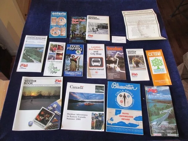 Vintage Ontario Canada Travel Tourist Brochure & Map Lot of 16 A9