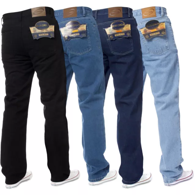 Hommes Jeans Jambe Droite Basique Travail Pantalon Grand Haut Tout Taille