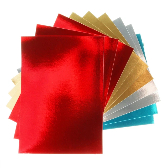 CRAFT CARD PAPER Mirrored Foiled Patterned Holographic Metallic Sheets Scrapbook