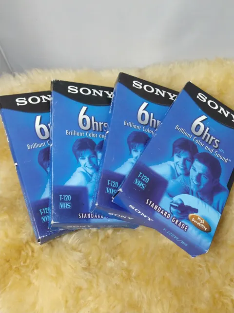 SONY VHS TAPES PREVIOUSLY USED SONY T-120 Premium VHS Video Tapes 6 HRS. 4 Pack