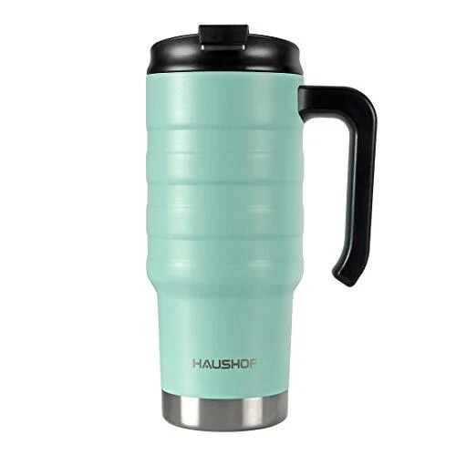24 oz Travel Mug, Stainless Double Wall Vacuum Insulated Tumbler with Handle ...