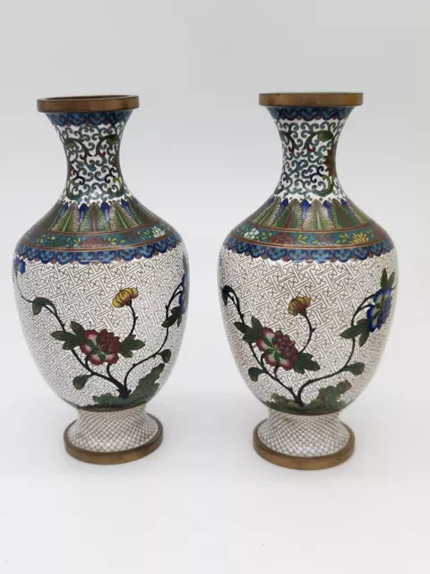 A pair of Cloisonne  enameled Chinese antique  vases 19th century  Qing dynasty