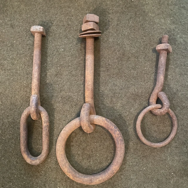 Antique Vintage hanger eye Hook forged iron steampunk Repurpose Farmhouse