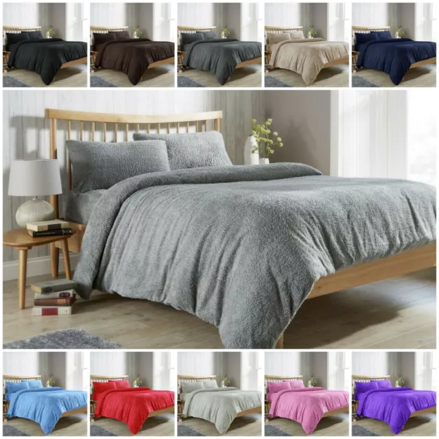 Teddy Bear Fur Sherpa Fleece Duvet Cover & Pillowcase/S Bedding Bed Linen Set