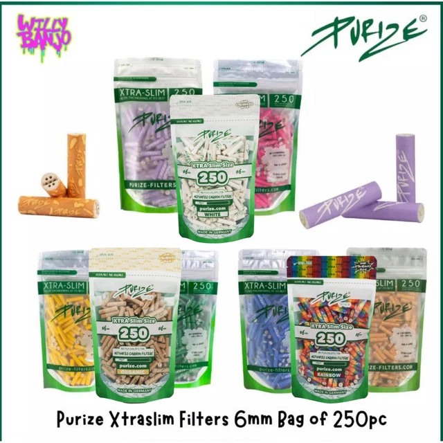 Purize 250 Carbon Activated Slim Filter Tips – Lilac Color, Extra Slim Roach