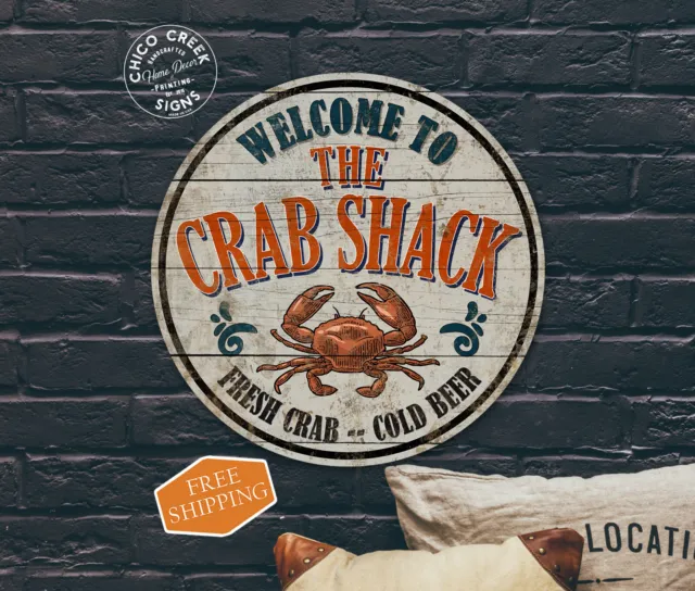 Welcome Crab Shack Sign Seafood Fish Lobster Leg Round Wall Decor 100142001012