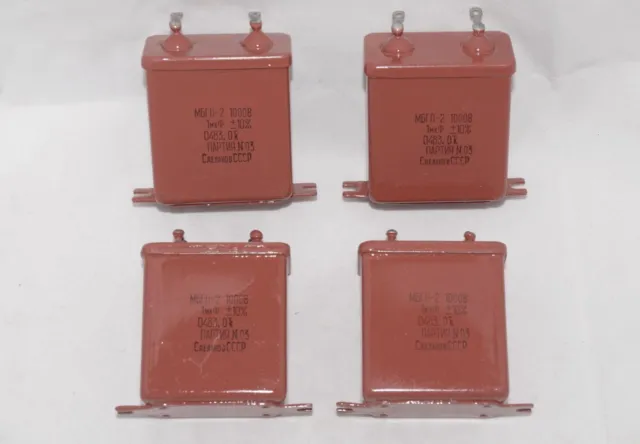 1uF 1 mFD 1µF 1000V 1kV PiO (Paper In Oil) Russian Capacitors MBGP Lot of 4 NOS