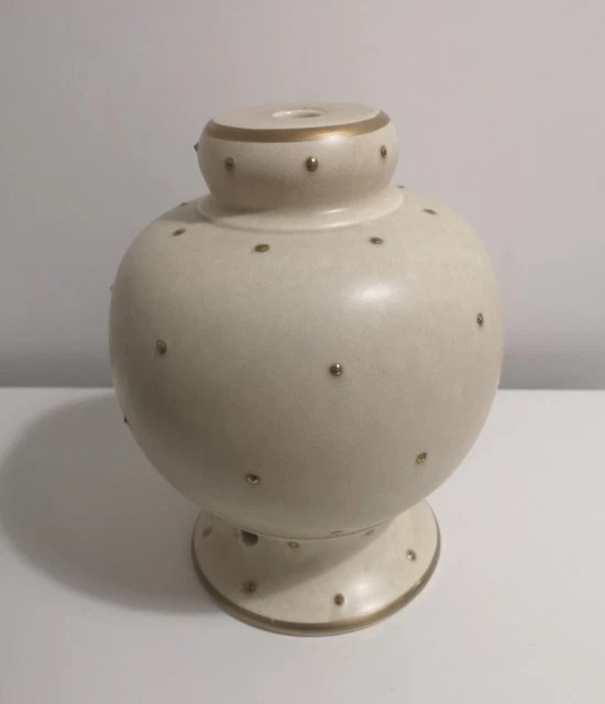 Charlotte Rhead Lamp Base (Light Fixture Required) Vintage 1920-30s Beige Gold